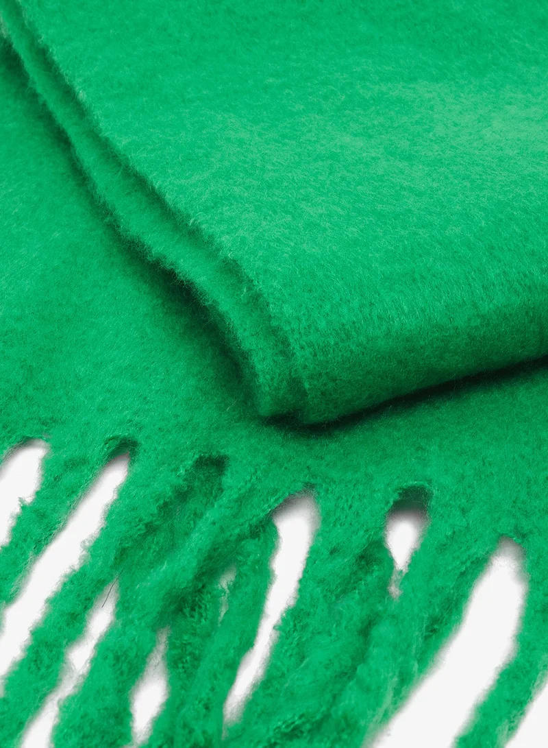ELLA Green Soft Fluffy Tassel Scarf for Women | Best Price UAE