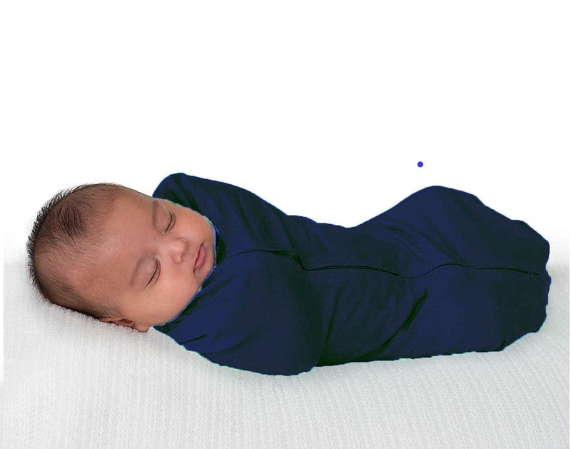 MammaChamp Infant Swaddle Pod Sleeping Sack Blanket Wrap Transition Bag POD with Zipper for Baby Dark Blue Pack of 1 - Image 1