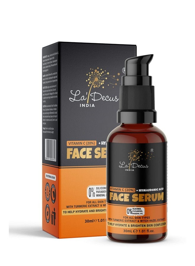 La' Decus India Vitamin C face serum 20% - Men and Women - With Hyaluronic Acid-30ml - Image 1