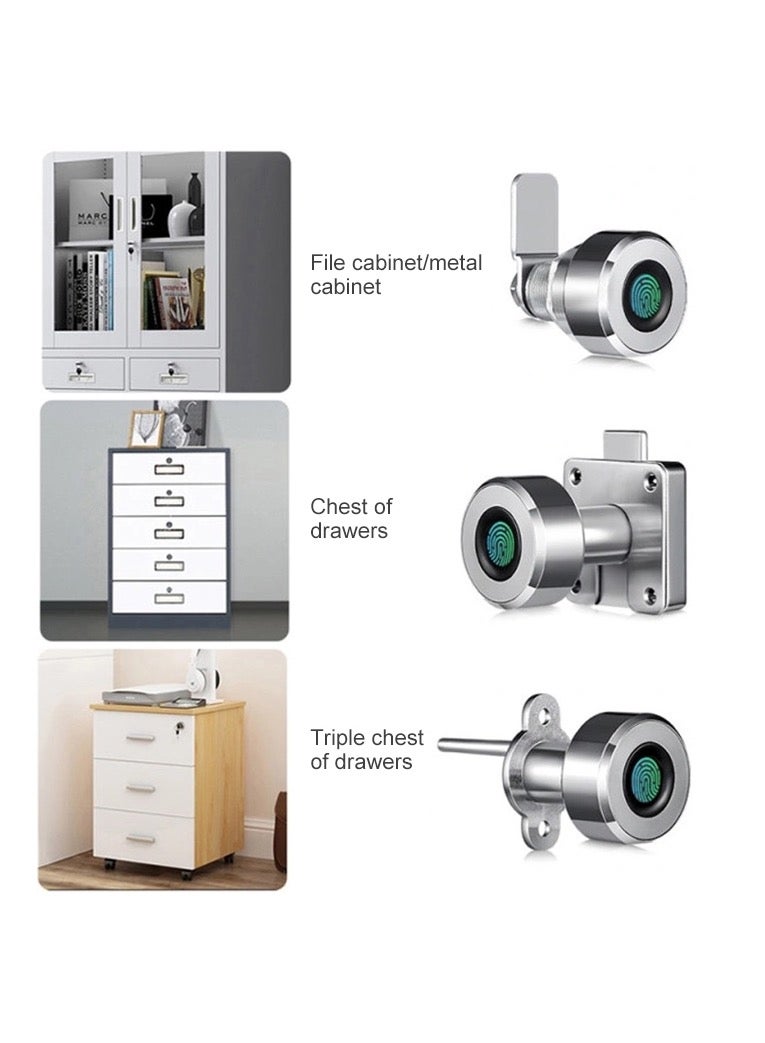 T21FB Micro USB Charging Zinc Alloy Smart Fingerprint + Bluetooth Single Open Drawer Lock File Cabinet Lock - Image 3