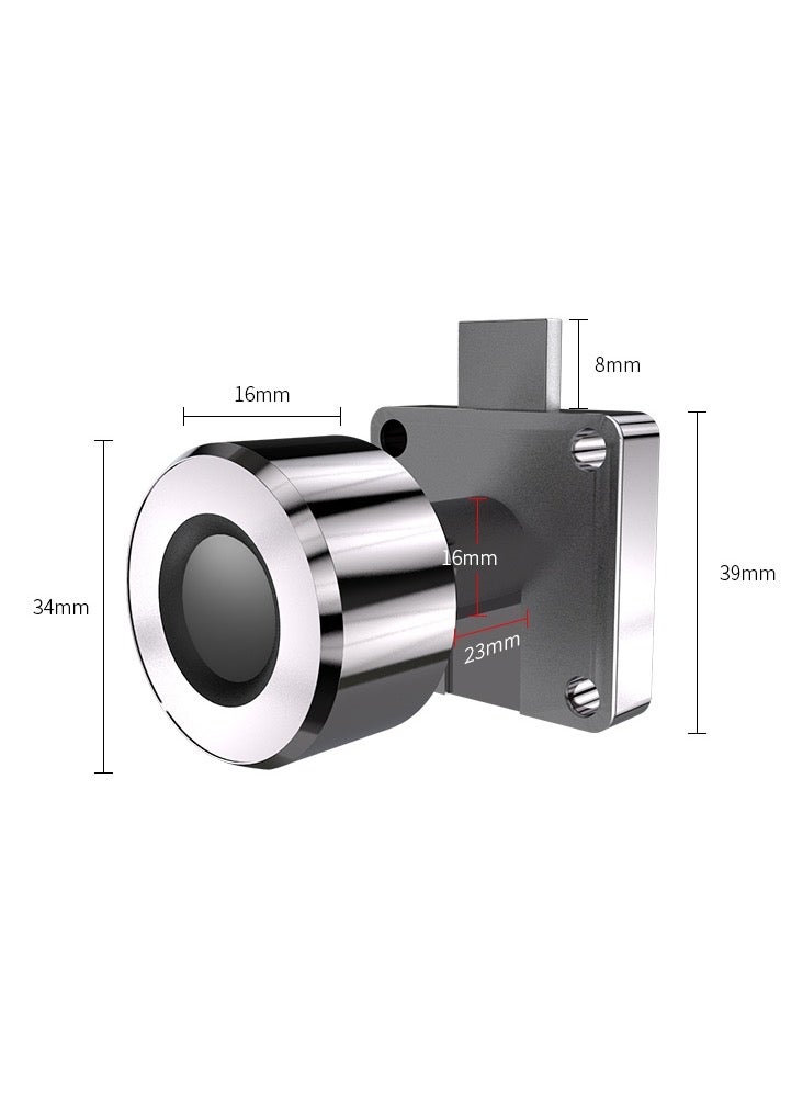 T21FB Micro USB Charging Zinc Alloy Smart Fingerprint + Bluetooth Single Open Drawer Lock File Cabinet Lock - Image 2