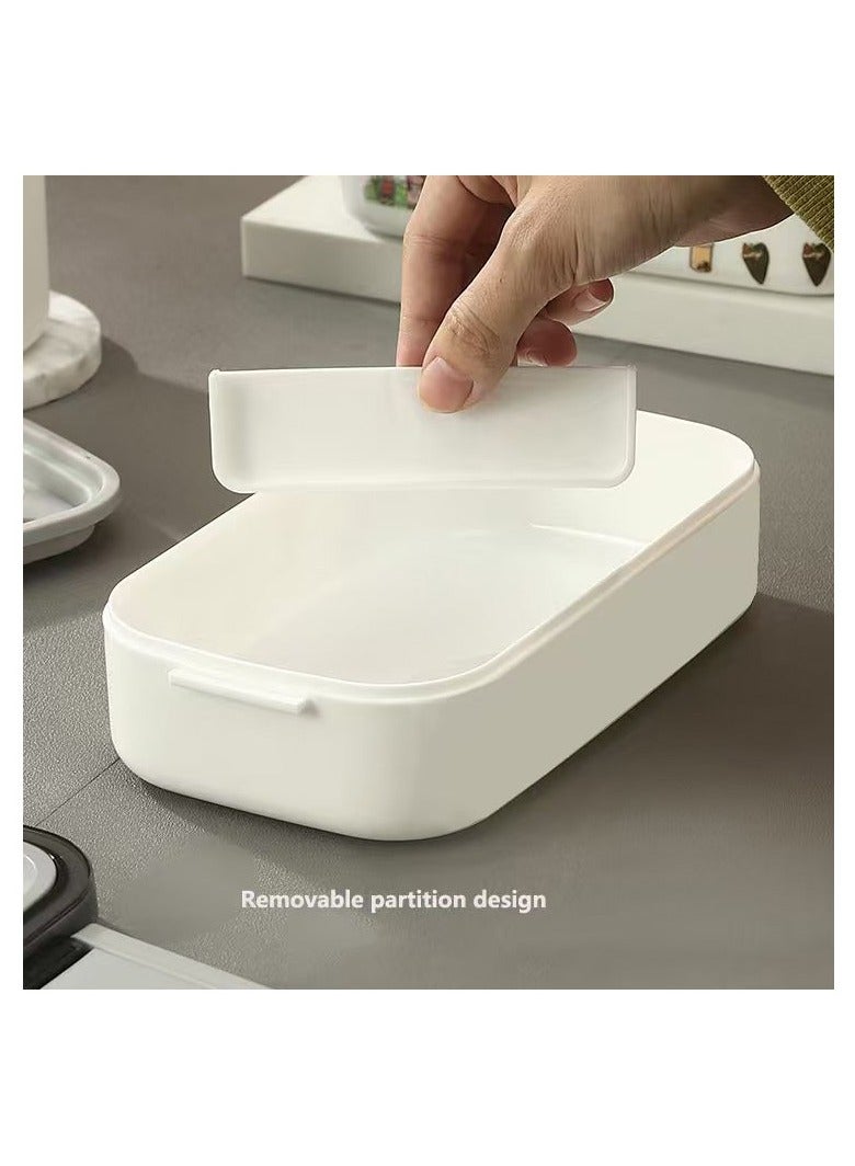 TDAO 2- Layer Leakproof Bento Box, Free BPA, Large Lunch Box with Compartments and Cutlery Set-Food Picks for Lunch Box Containers for Adults-Microwave Food SafeBento Boxes White - Image 4