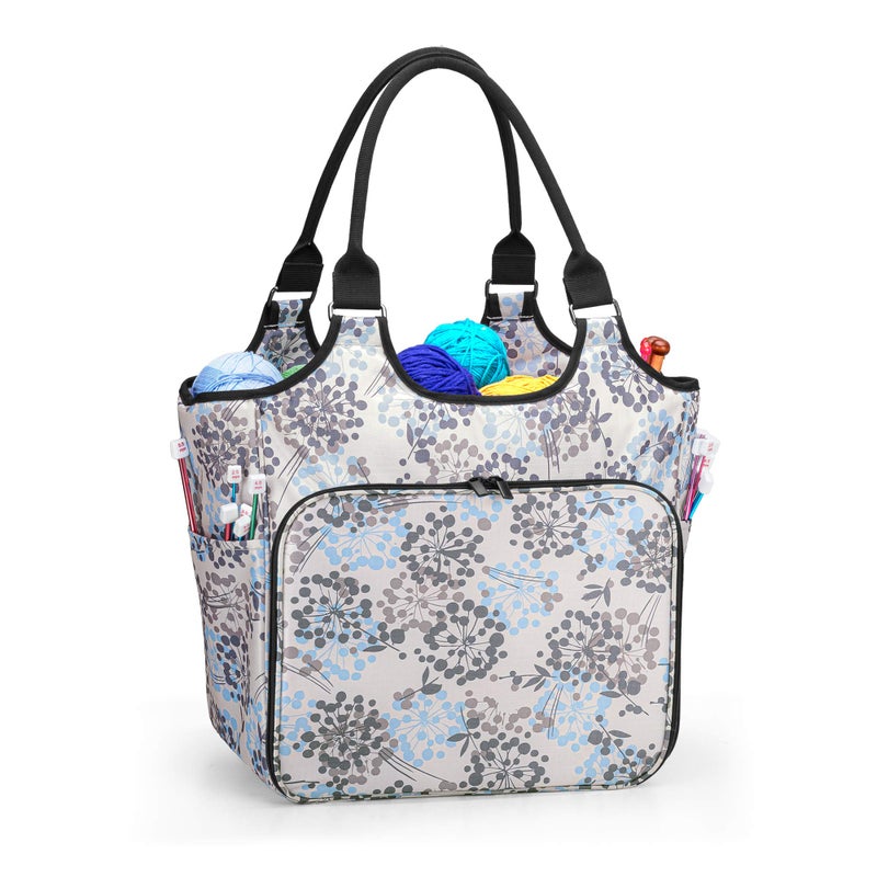 YARWO Knitting Tote Bag, Yarn Storage Organizer for Yarn Skeins, Knitting Needles, Crochet Hooks and Knitting Projects, Christmas & New Beginnings Gifts for Women, Dandelion (Patent Pending) - Image 2
