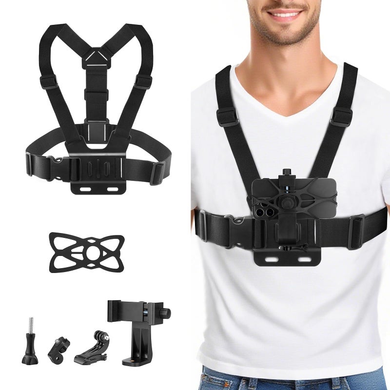 GeeKam Chest Harness Head Strap Cell Phone Clip Kit for POV, VLOG, Compatible for iPhone, Samaung, GoPro Hero, Insta360, AKASO, DJI Osmo, SJCAM and Other Action Cameras - Image 4