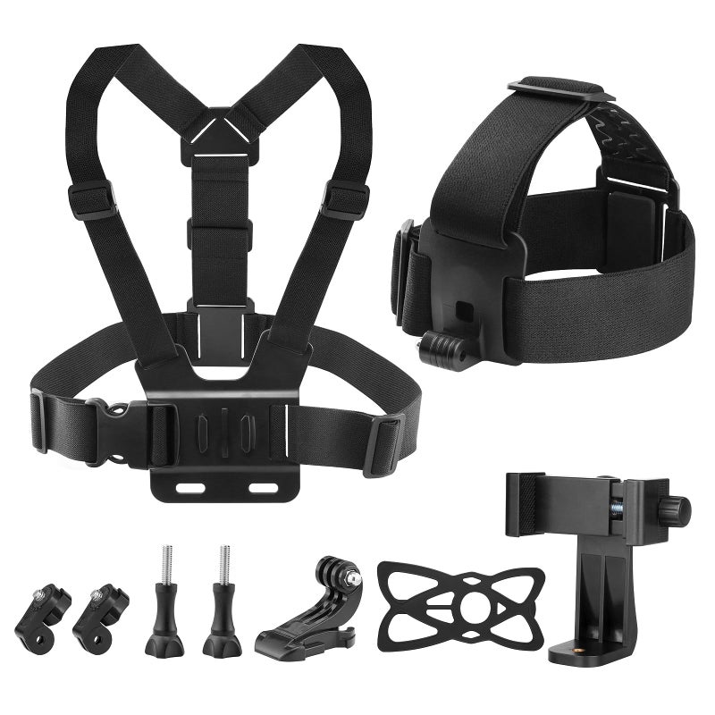 GeeKam Chest Harness Head Strap Cell Phone Clip Kit for POV, VLOG, Compatible for iPhone, Samaung, GoPro Hero, Insta360, AKASO, DJI Osmo, SJCAM and Other Action Cameras - Image 1