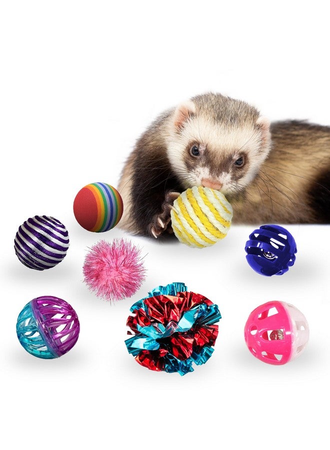 SunGrow Mix Balls for Ferrets, Multi-Sensory Fun Activity Set, Mind and Body Exercise, Teeth Care, Pet Enrichment, Assorted Foam, Jingle, Crinkle, Sisal, Coil, Pompom Balls, 30 Pcs - Image 2