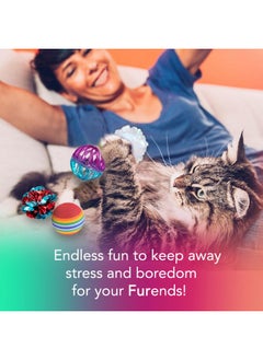 SunGrow SunGrow Mix Balls for Ferrets, Multi-Sensory Fun Activity Set, Mind and Body Exercise, Teeth Care, Pet Enrichment, Assorted Foam, Jingle, Crinkle, Sisal, Coil, Pompom Balls, 30 Pcs  - Image 4