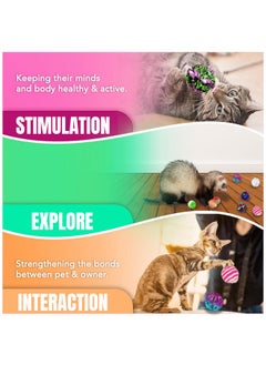 SunGrow SunGrow Mix Balls for Ferrets, Multi-Sensory Fun Activity Set, Mind and Body Exercise, Teeth Care, Pet Enrichment, Assorted Foam, Jingle, Crinkle, Sisal, Coil, Pompom Balls, 30 Pcs  - Image 3