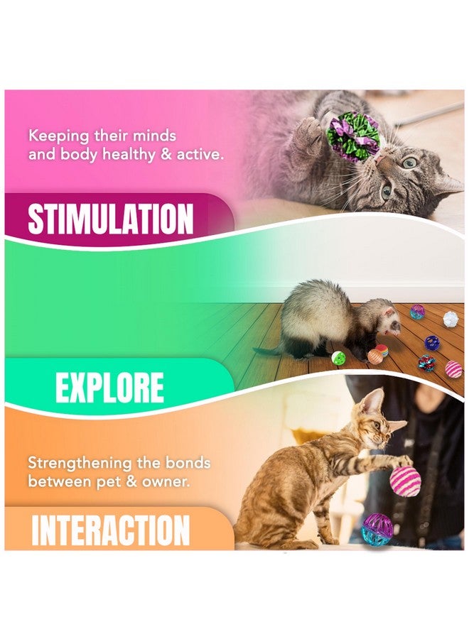 SunGrow Mix Balls for Ferrets, Multi-Sensory Fun Activity Set, Mind and Body Exercise, Teeth Care, Pet Enrichment, Assorted Foam, Jingle, Crinkle, Sisal, Coil, Pompom Balls, 30 Pcs - Image 3