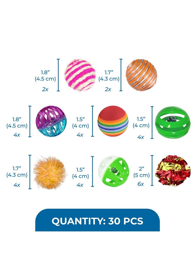 SunGrow Mix Balls for Ferrets, Multi-Sensory Fun Activity Set, Mind and Body Exercise, Teeth Care, Pet Enrichment, Assorted Foam, Jingle, Crinkle, Sisal, Coil, Pompom Balls, 30 Pcs - Image 5
