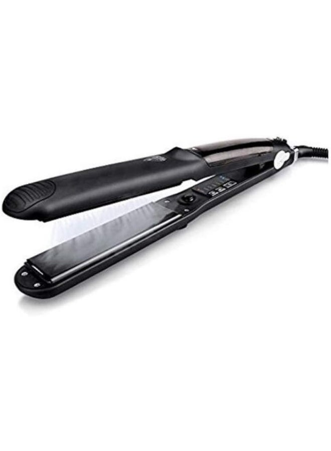 مكواة شعر بخارية احترافية سيراميك لتصفيف الشعر، مصفف صالون الشعر، بخار أيون 3 في 1 مكواة ومجعد ومقلوب - Image 1