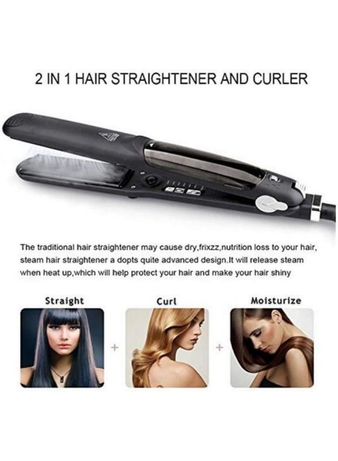 مكواة شعر بخارية احترافية سيراميك لتصفيف الشعر، مصفف صالون الشعر، بخار أيون 3 في 1 مكواة ومجعد ومقلوب - Image 5