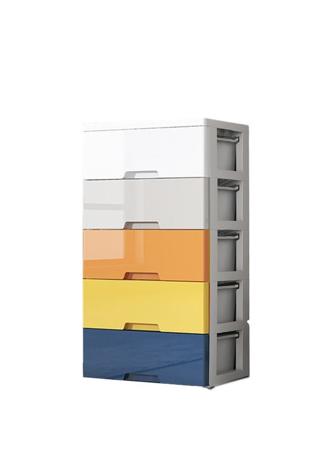 DUNISO 5 Drawers Storage Cabinet Drawer Plastic Containers Box, Portable Drawer Cart Storage Organizer with Wheels, Mobile File Cabinet, Bedside Cupboard, Multifunctional Storage Bin for Office, Wide Slit Cabinet Drawer Unit Multipurpose Mix Drawers for Kitchen Bedroom Bathroom and Living Room - Image 5
