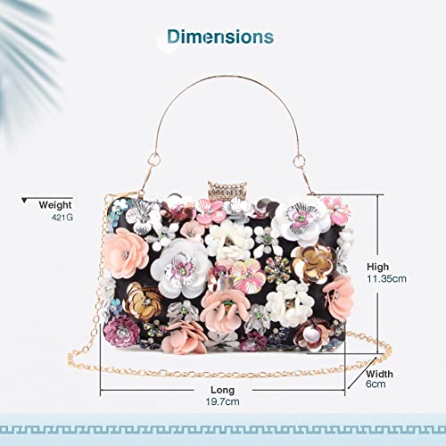 Lanpet Women Clutches Flower Evening Handbag Chain Strap Shoulder Bag - Image 3