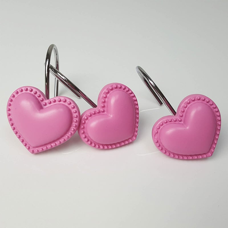 Actpe Heart Shower Curtain Hooks for Bathroom, 12pcs Home Decorative Rustproof Shower Curtain Rod Ring Holder Hanger for Living Room (Rose Red Resin) - Image 4