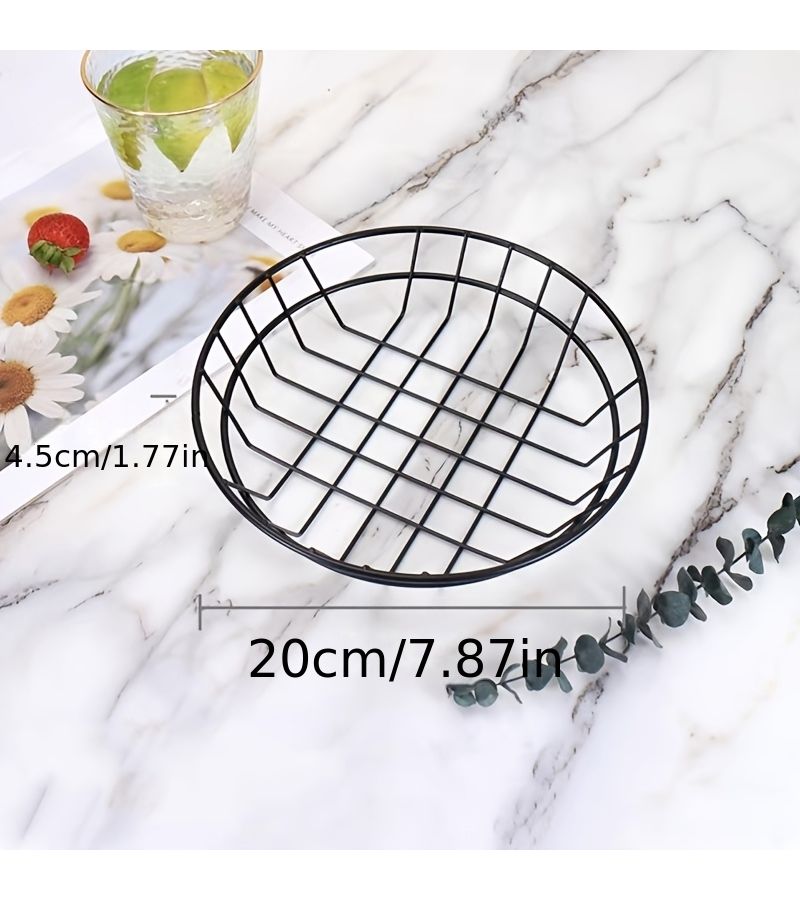 Black Small Round Basket for Fries Snack Chicken Plate - Image 2