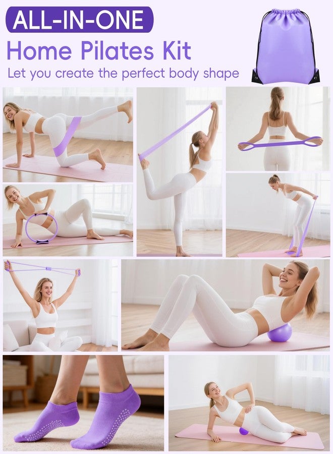 KABCON Pilates Ring Essentials Set for Women with 9.8” Exercise Ball,Elastic Bands, Yoga Socks, Carrying Bag, 13-Pcs Home Workout Set - Image 2