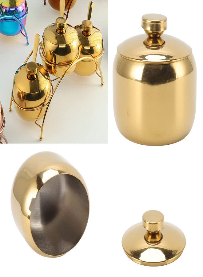 Tnfeeon Condiment Jar Container Stainless Steel Lids Condiment Canisters Pots Seasoning Box Salt Container Sugar Bowl for Kitchen Counter Food Storage (Gold) - Image 3