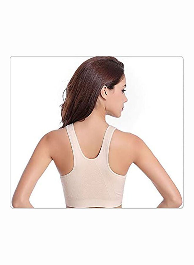 Captaintech Stylish Sports Bra Beige - Image 2
