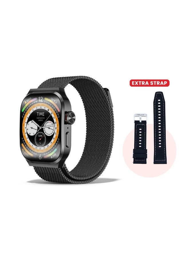 TELUX FLEXFIT Smart Calling Watch with 2.13” AMOLED Display, 4GB Memory, 3D Curved Screen, Bluetooth Calling, Health Monitoring, AI Voice Assistant, 7-Day Battery, Android & iOS App
