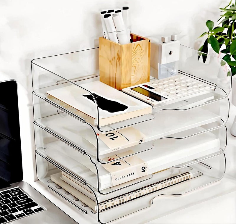 DCA Large Capacity Desk Organizer, 4 Tier Paper Organizer, File Organizer for Desk, Stackable Paper Tray for Office, Home and School - Image 4