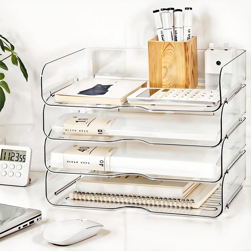 DCA Large Capacity Desk Organizer, 4 Tier Paper Organizer, File Organizer for Desk, Stackable Paper Tray for Office, Home and School - Image 5