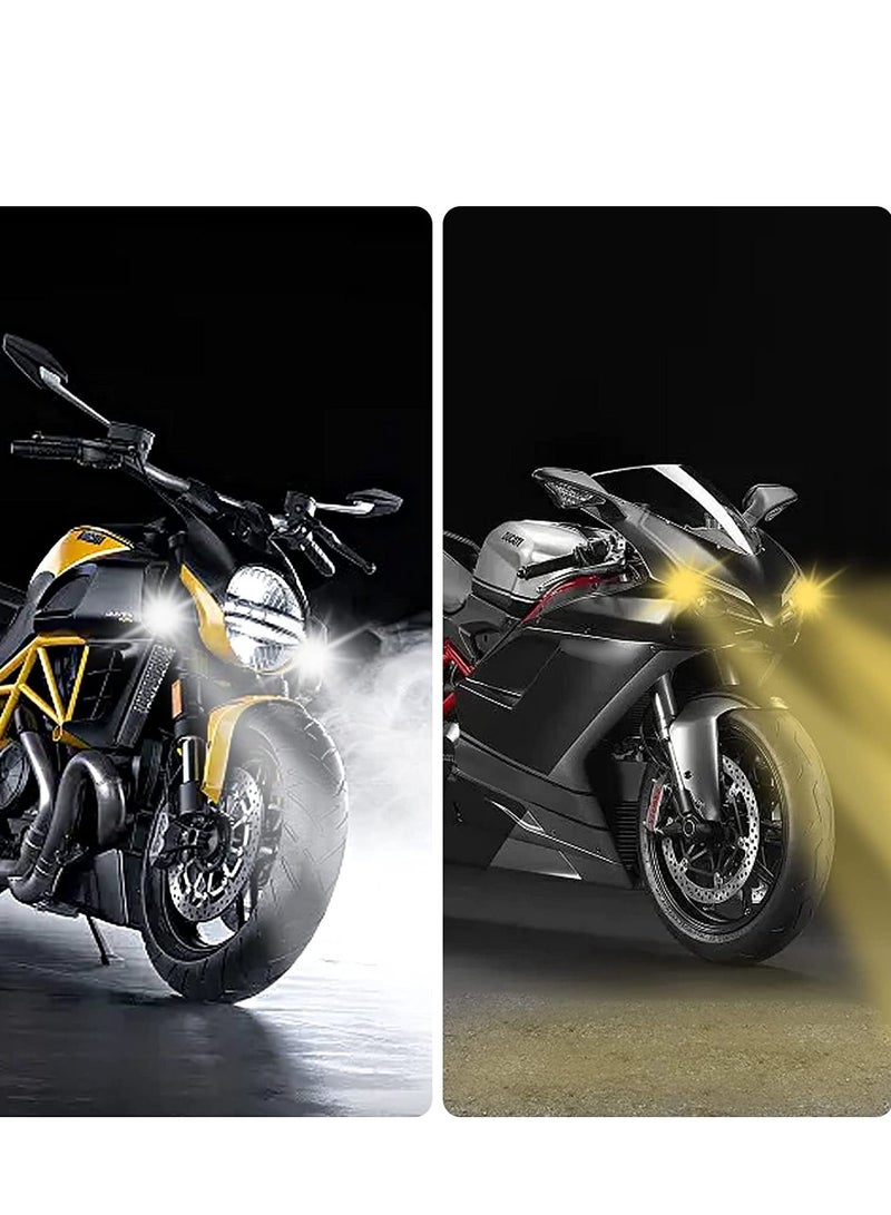 Motorcycle Driving Light LED High Low Beam Yellow White Fog 3 Modes Adjustable Bracket IP67 Waterproof 60W 3575SMD DC 9-30V Work Lamp Compatible with Tractor Truck Car SUV 2Pcs Black