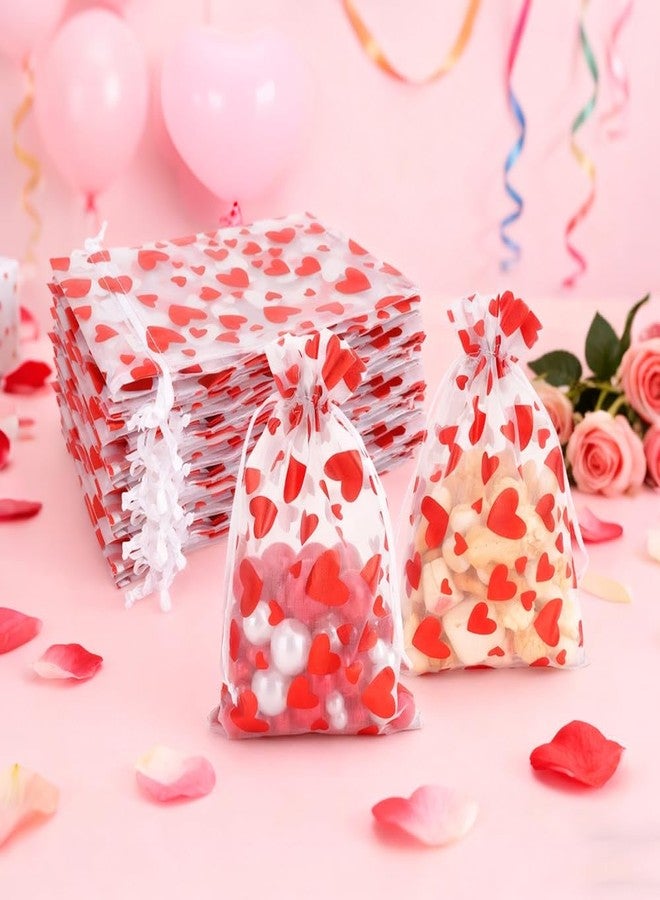 Linsuminn Heart Organza Bags, Organza Bags 4"x6", 60 PCS Valentines Drawstring Gift Goodie Treat Bag, Small Mesh Bag Drawstring Gift Pouches Jewelry Mini Candy Pouch for Valentine's Day, Wedding Party Supply - Image 4