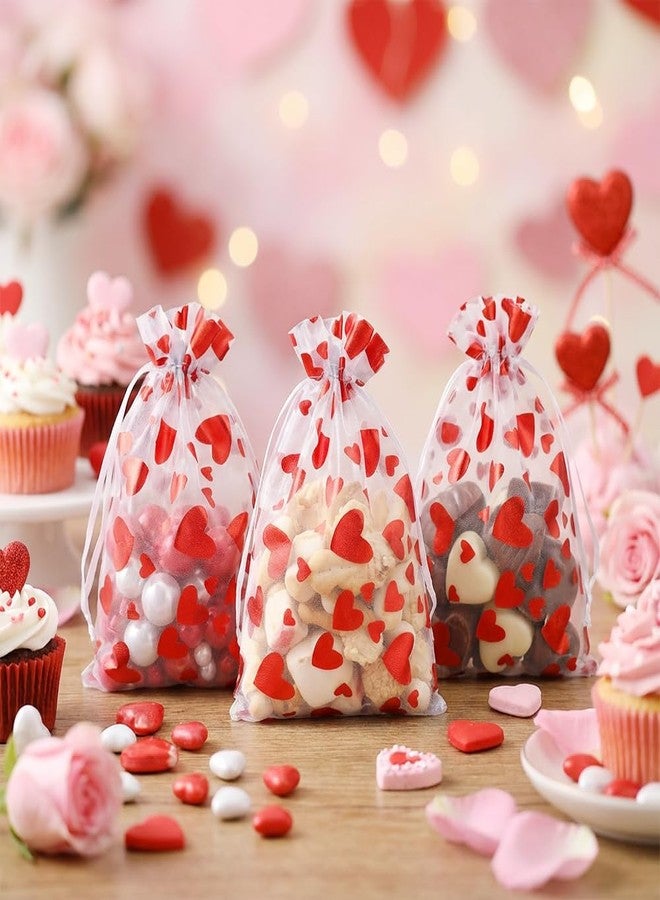 Linsuminn Heart Organza Bags, Organza Bags 4"x6", 60 PCS Valentines Drawstring Gift Goodie Treat Bag, Small Mesh Bag Drawstring Gift Pouches Jewelry Mini Candy Pouch for Valentine's Day, Wedding Party Supply - Image 5