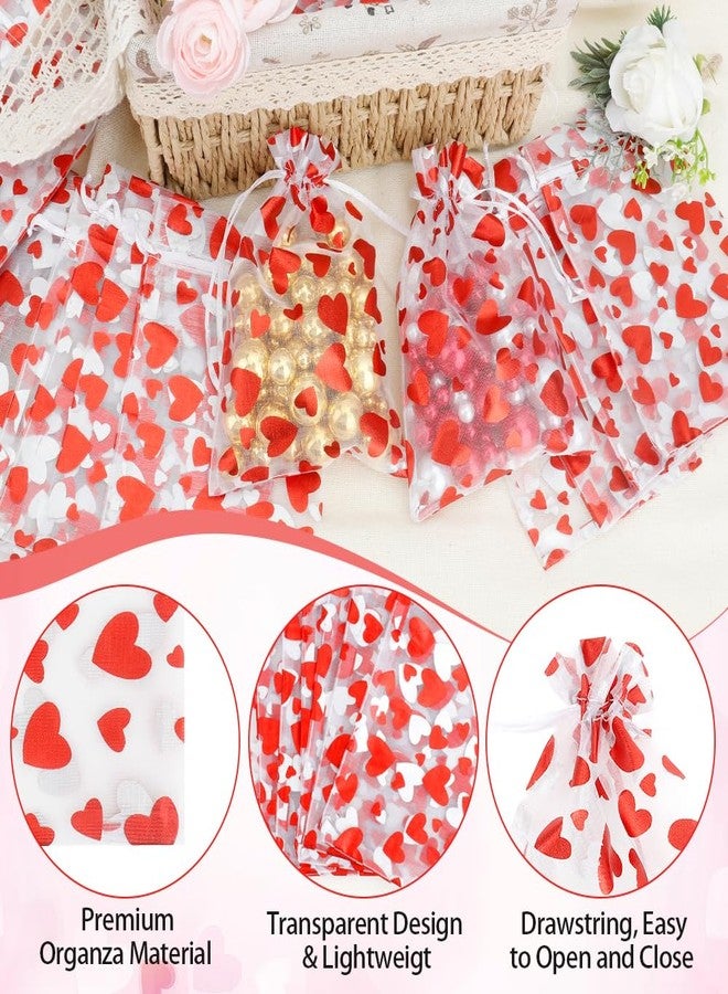 Linsuminn Heart Organza Bags, Organza Bags 4"x6", 60 PCS Valentines Drawstring Gift Goodie Treat Bag, Small Mesh Bag Drawstring Gift Pouches Jewelry Mini Candy Pouch for Valentine's Day, Wedding Party Supply - Image 3