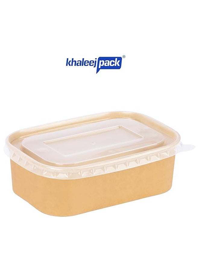 Khaleej Pack Kraft Salad Bowl with Lid [750ml - 26oz, Pack of 10], Disposable Bowls with Lids,100% Eco-friendly, Biodegradable, Microwave Safe, Heavy Duty, Takeaway Container for Party, Dessert - Image 3
