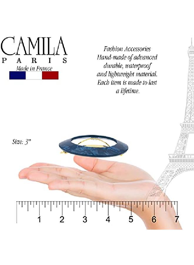 CAMILA Paris Cp3257 French Hair Barrette Clip For Girls Round Handmade Blue Strong Hold Grip Hair Clips For Women No Slip And Durable Styling Girls Hair Accessories Made In France - Image 4