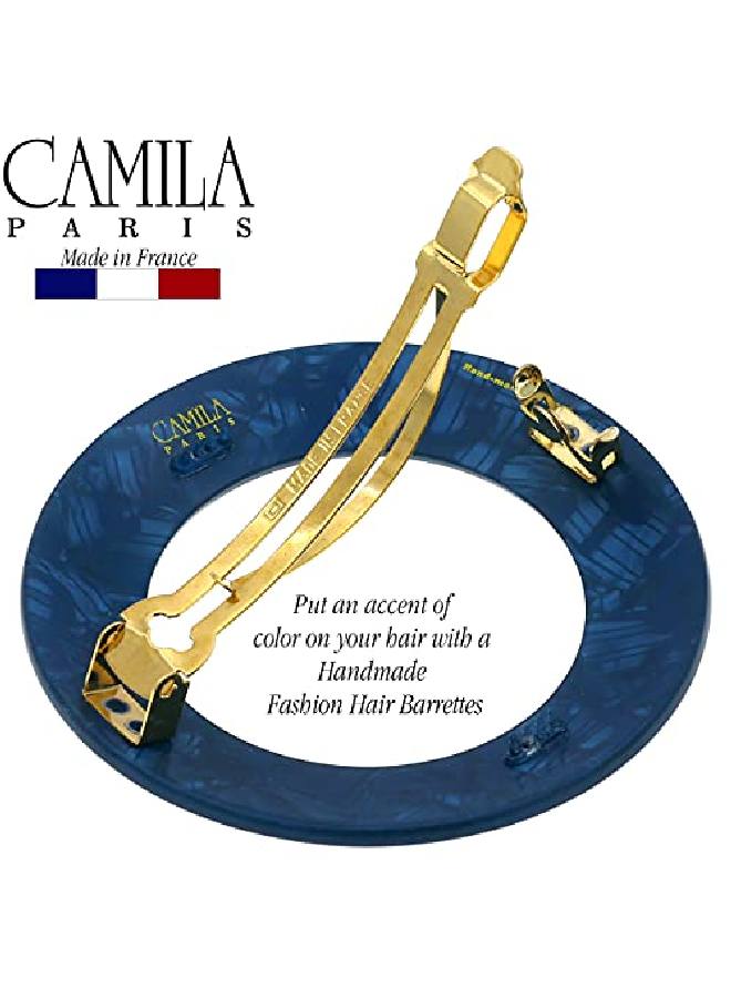 CAMILA Paris Cp3257 French Hair Barrette Clip For Girls Round Handmade Blue Strong Hold Grip Hair Clips For Women No Slip And Durable Styling Girls Hair Accessories Made In France - Image 5