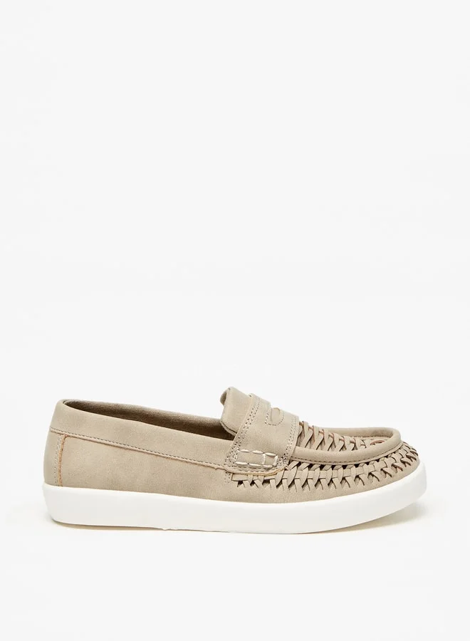 Mister Duchini Boys Weave Textured  Slip-On Moccasins