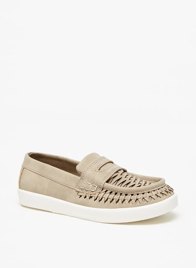 Mister Duchini Boys Weave Textured  Slip-On Moccasins