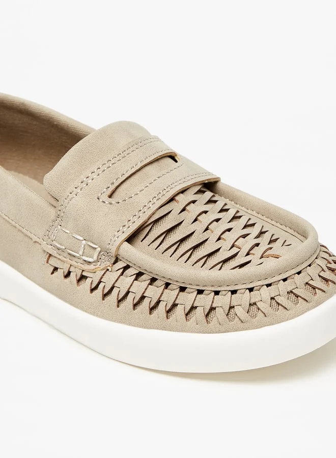 Mister Duchini Boys Weave Textured  Slip-On Moccasins