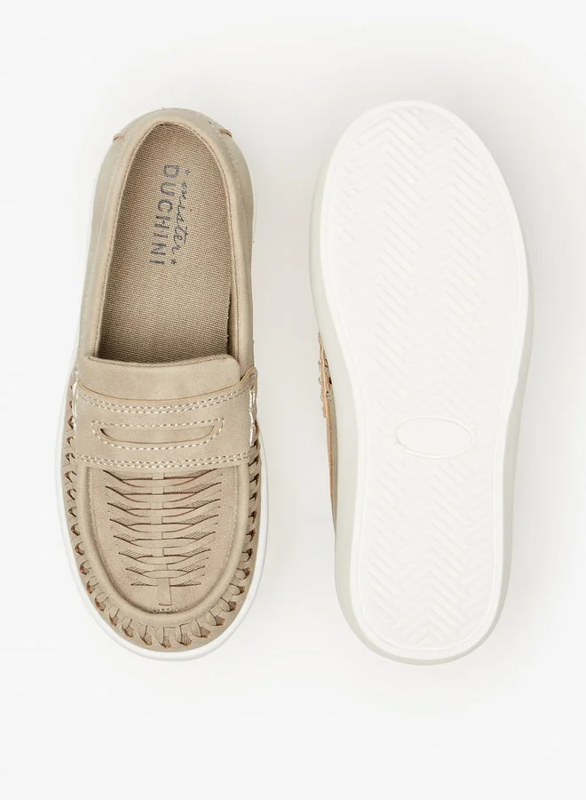 Mister Duchini Boys Weave Textured  Slip-On Moccasins