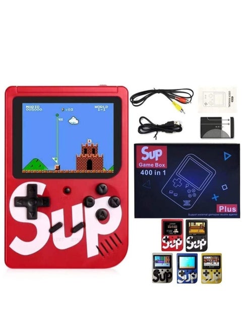 generic SUP Game Box Plus 400 in 1 Retro Mini Gameboy Console 3.0 Inch - Portable Rechargeable Single Player (Red)