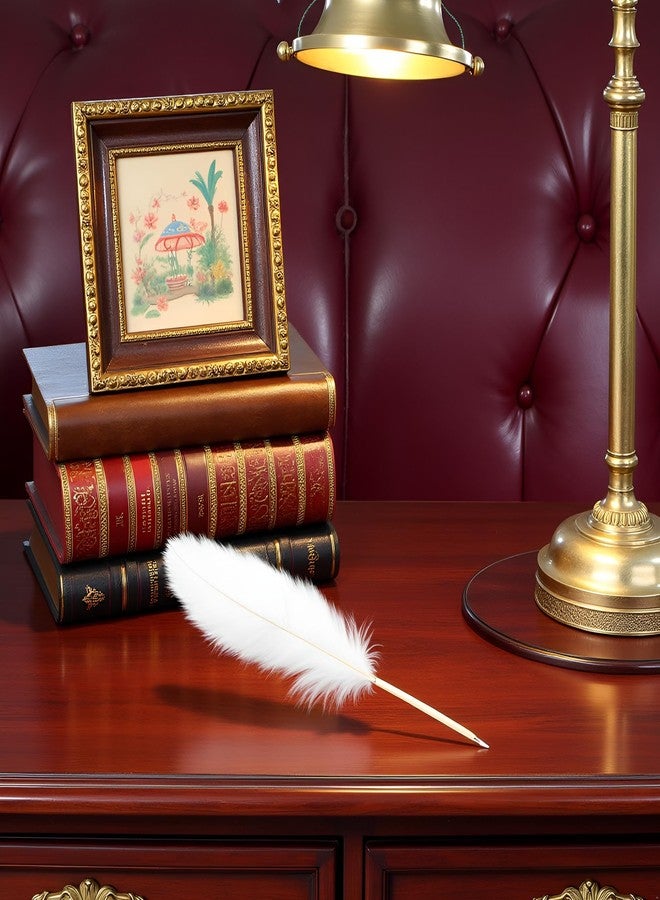 WaigN White Retro Feather Ballpoint Pen, Exquisite Siganture Pen, Refillable Ballpoint Pen, Wedding Office Business Gift Pens for Signing Artwork Journal Writing Ballpoint Pens and Refills, Ballpoint Pens - Image 3