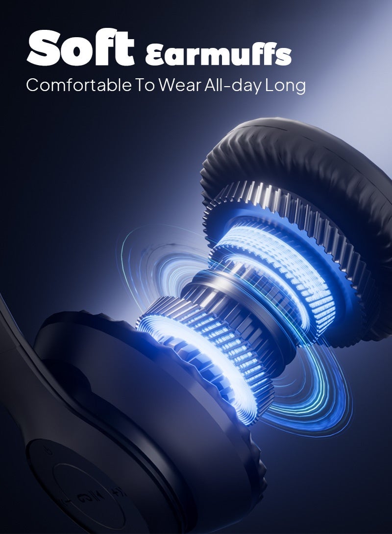 Wireless Over-Ear Headphones with Microphone, Lightweight Foldable & Portable 40MM Sound Unit Stereo Bass Headphones, Headphones for Smartphone & Computer - Image 3