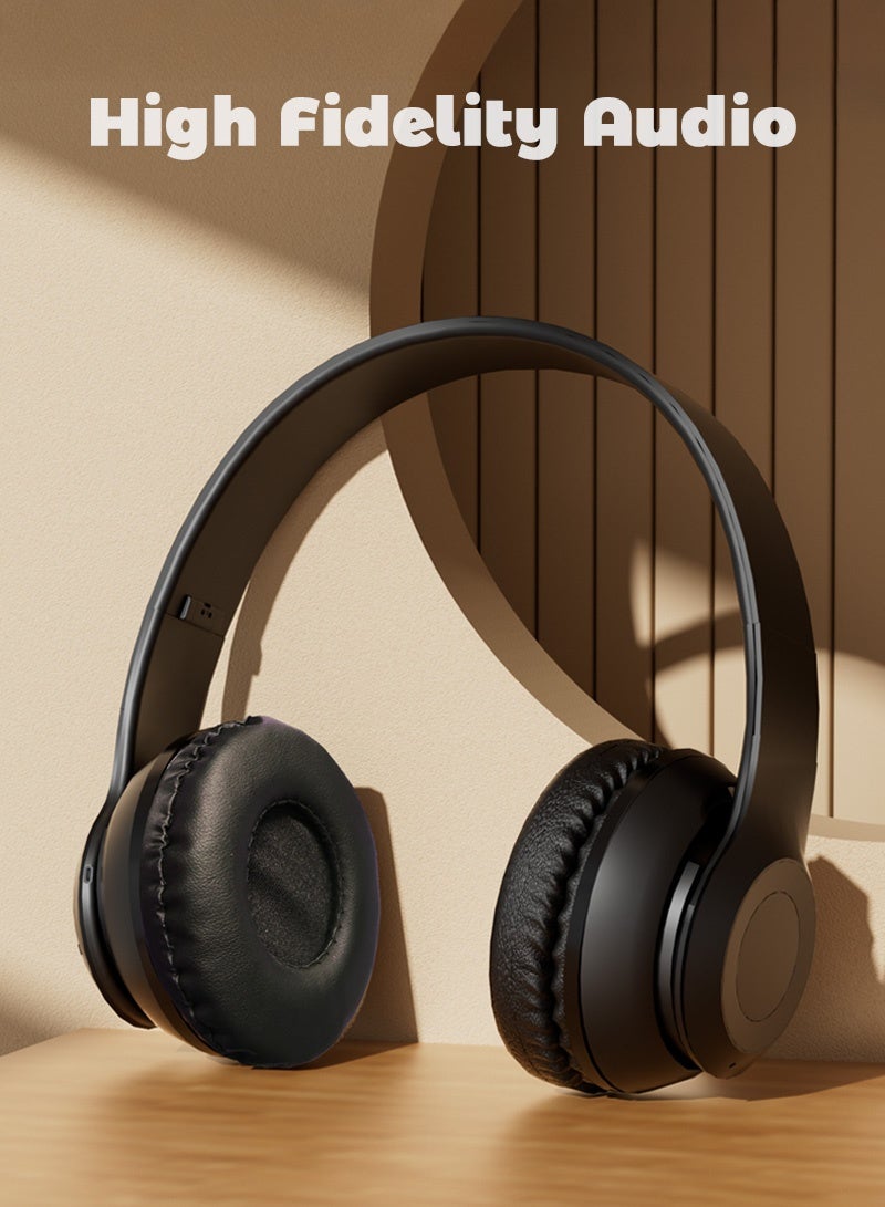 Wireless Over-Ear Headphones with Microphone, Lightweight Foldable & Portable 40MM Sound Unit Stereo Bass Headphones, Headphones for Smartphone & Computer - Image 4