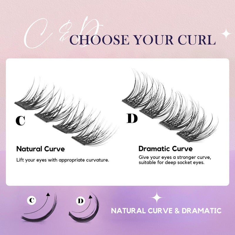 GAQQI Lash Clusters, GQ03 False Eyelashes DIY Lash Extensions C Curl 168PCS Cluster Lashes 14MM, Wispy and Natural Lash Wisps (GQ03,14mm,C Curl) - Image 5