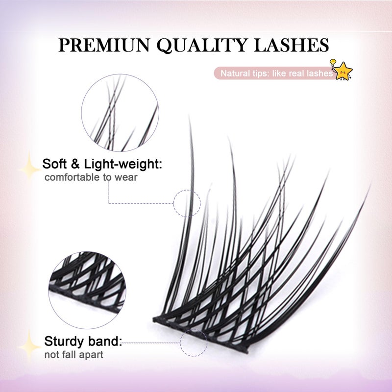 GAQQI Lash Clusters, GQ03 False Eyelashes DIY Lash Extensions C Curl 168PCS Cluster Lashes 14MM, Wispy and Natural Lash Wisps (GQ03,14mm,C Curl) - Image 2