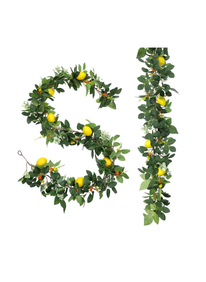 Generic 12Ft Artificial Lemon Wreath Set 2Pcs Summer Decor with Vibrant Flowers Ideal for Weddings Home and Door Decoration  - Image 1