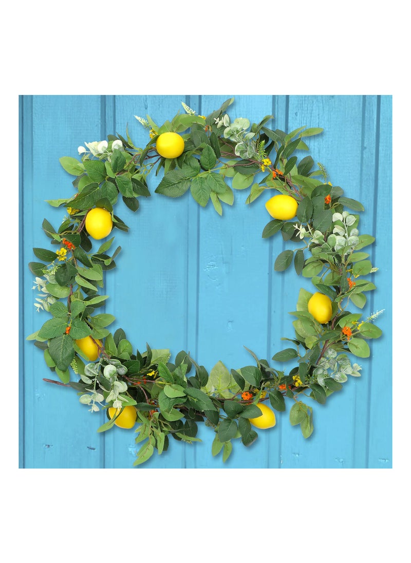 Generic - 12Ft Artificial Lemon Wreath Set 2Pcs Summer Decor with Vibrant Flowers Ideal for Weddings Home and Door Decoration - Image 1