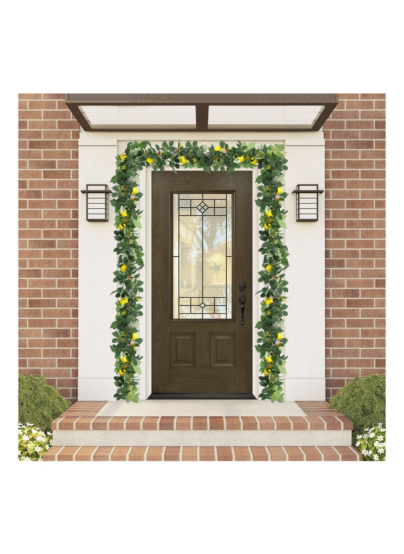 Generic 12Ft Artificial Lemon Wreath Set 2Pcs Summer Decor with Vibrant Flowers Ideal for Weddings Home and Door Decoration  - Image 3