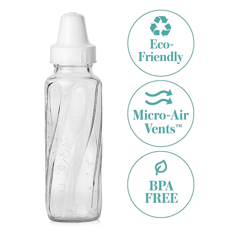 evenflo Feeding Classic Glass Bottle, Twist Bottles, 8 Oz, 2-Pack of 6 Bottles - Image 2