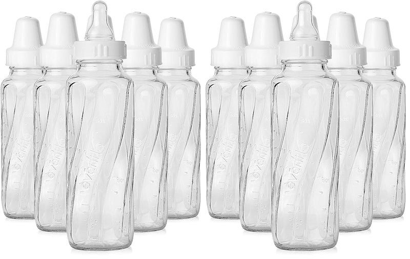 evenflo Feeding Classic Glass Bottle, Twist Bottles, 8 Oz, 2-Pack of 6 Bottles - Image 1