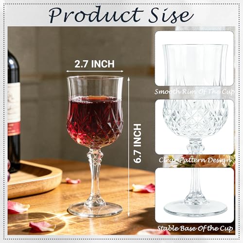 LEYIQU Plastic Wine Glasses, Plastic Goblets Vintage Style Cordial Unbreakable Drinking Glasses, Reusable Drinkware for Wedding Reception, Grand Event Party Supplies (100, Transparent) - Image 3