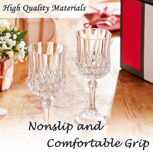 LEYIQU Plastic Wine Glasses, Plastic Goblets Vintage Style Cordial Unbreakable Drinking Glasses, Reusable Drinkware for Wedding Reception, Grand Event Party Supplies (100, Transparent) - Image 5